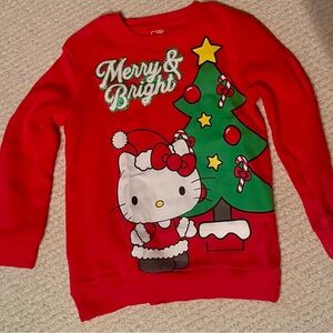 Hello Kitty Festive Red Sweatshirt with Christmas Tree